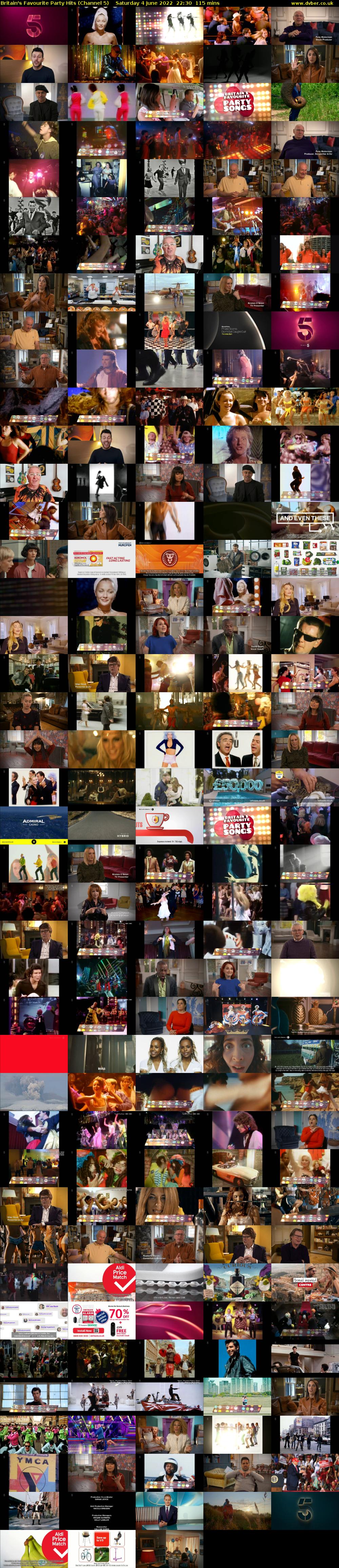 Britain's Favourite Party Hits (Channel 5) Saturday 4 June 2022 22:30 - 00:25