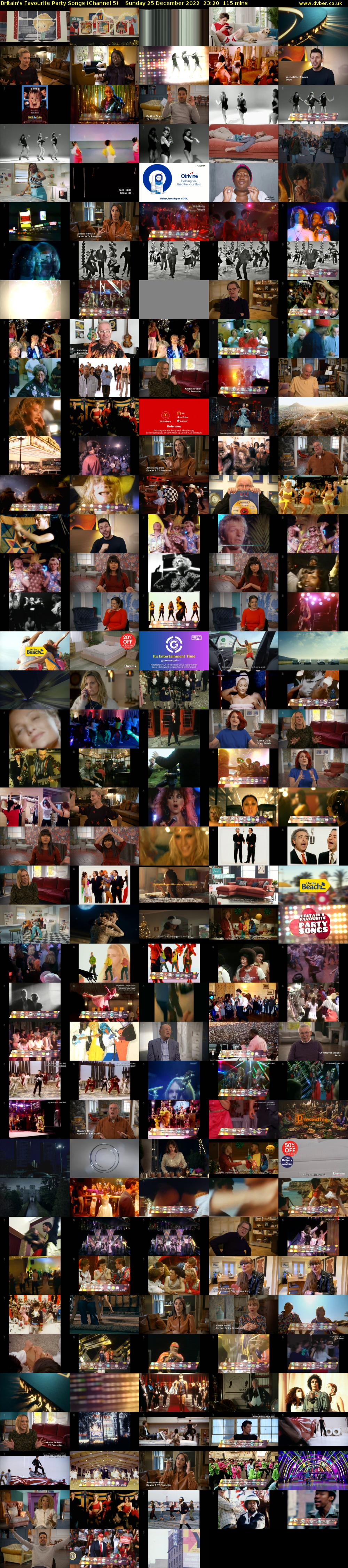 Britain's Favourite Party Songs (Channel 5) Sunday 25 December 2022 23:20 - 01:15