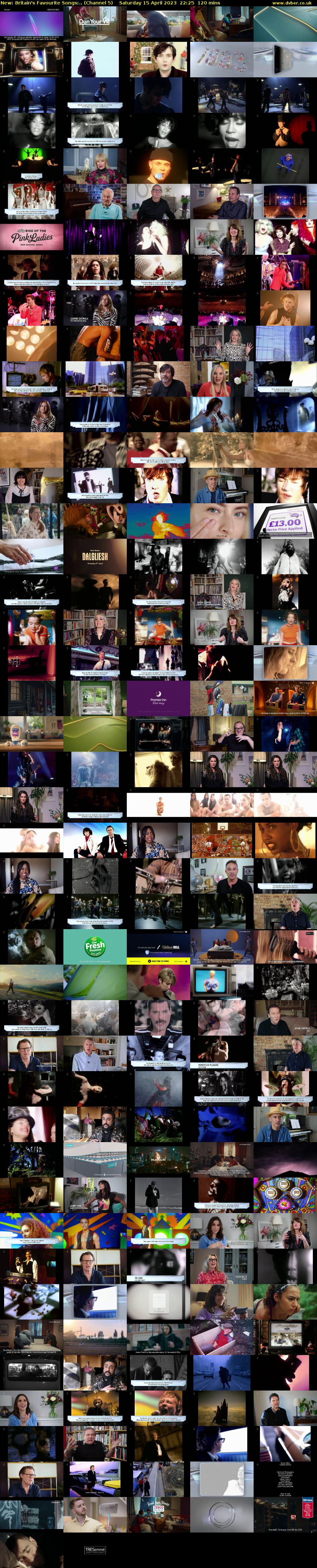Britain's Favourite Songs:.. (Channel 5) Saturday 15 April 2023 22:25 - 00:25