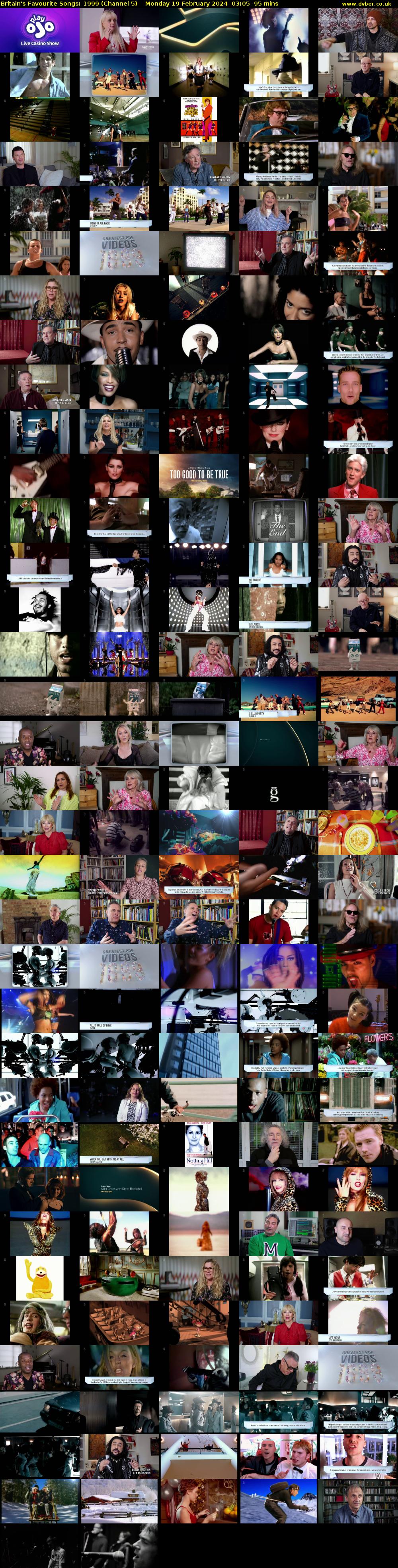 Britain's Favourite Songs: 1999 (Channel 5) Monday 19 February 2024 03:05 - 04:40