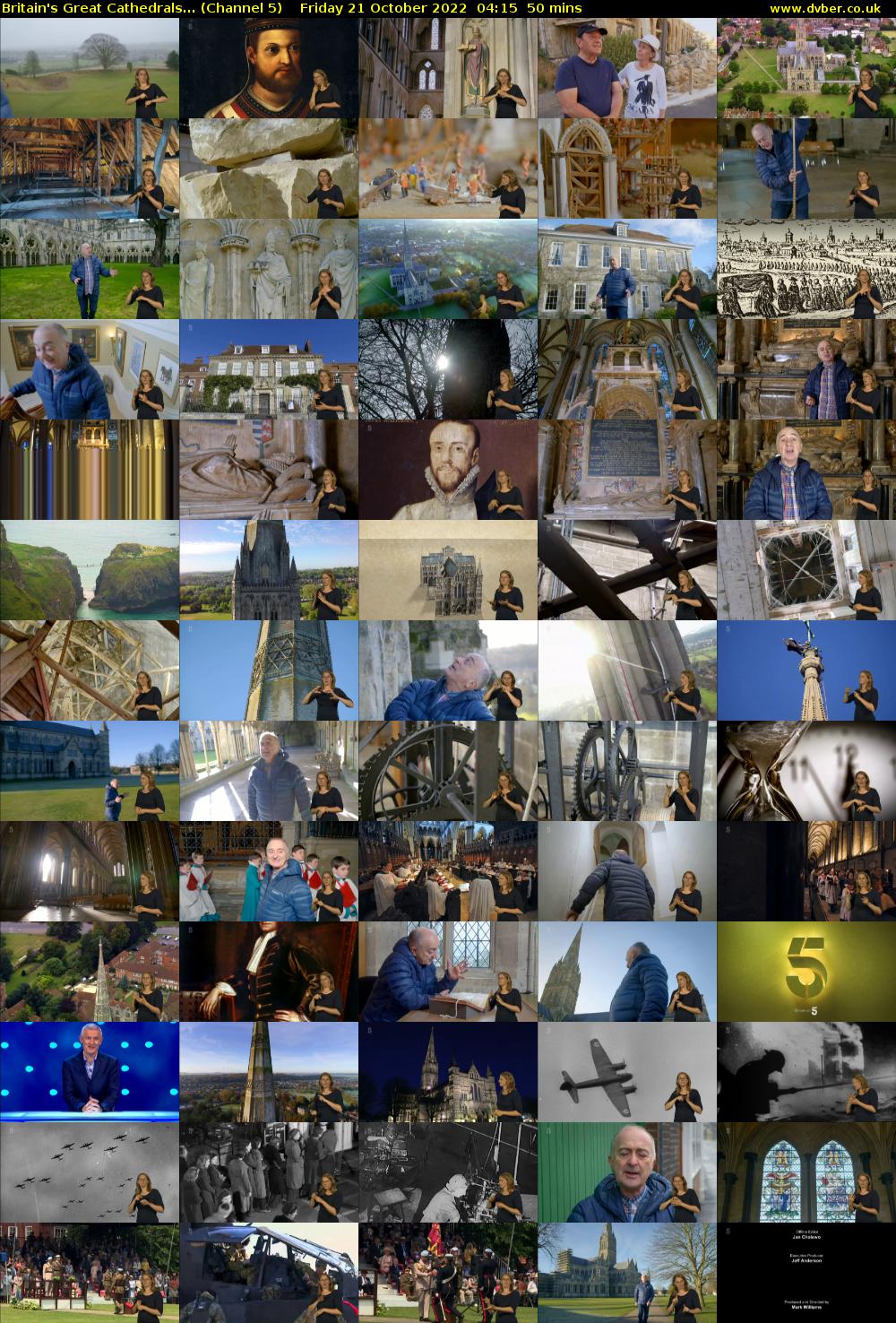 Britain's Great Cathedrals... (Channel 5) Friday 21 October 2022 04:15 - 05:05