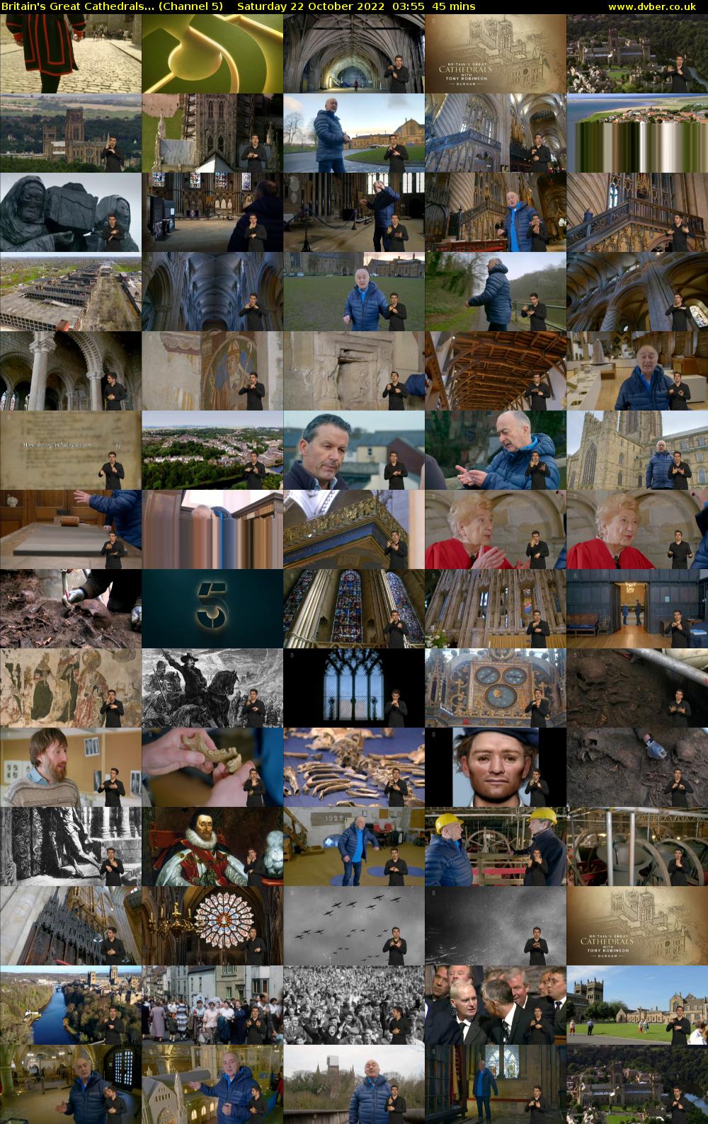 Britain's Great Cathedrals... (Channel 5) Saturday 22 October 2022 03:55 - 04:40