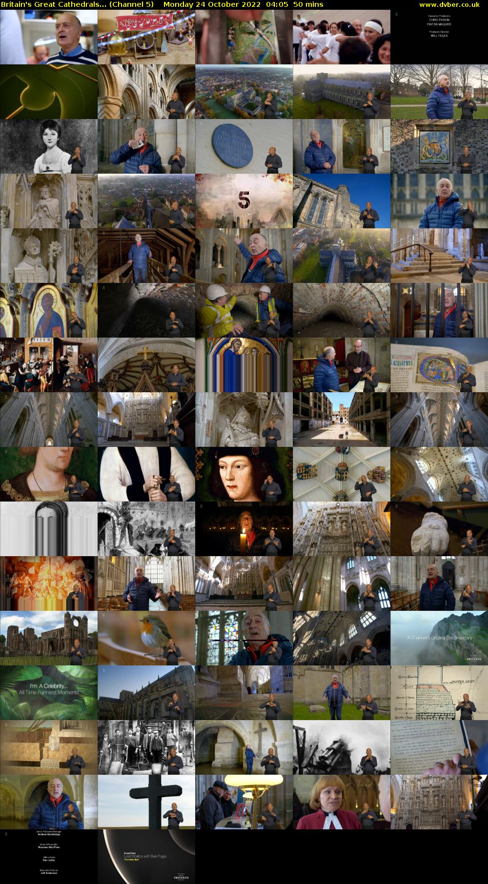 Britain's Great Cathedrals... (Channel 5) Monday 24 October 2022 04:05 - 04:55