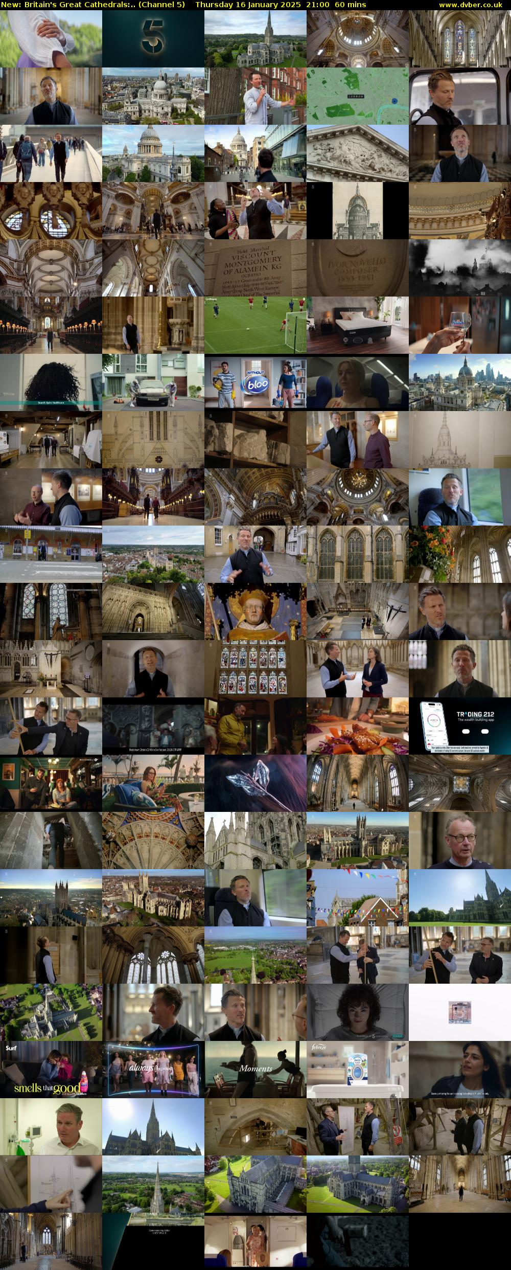 Britain's Great Cathedrals:.. (Channel 5) Thursday 16 January 2025 21:00 - 22:00