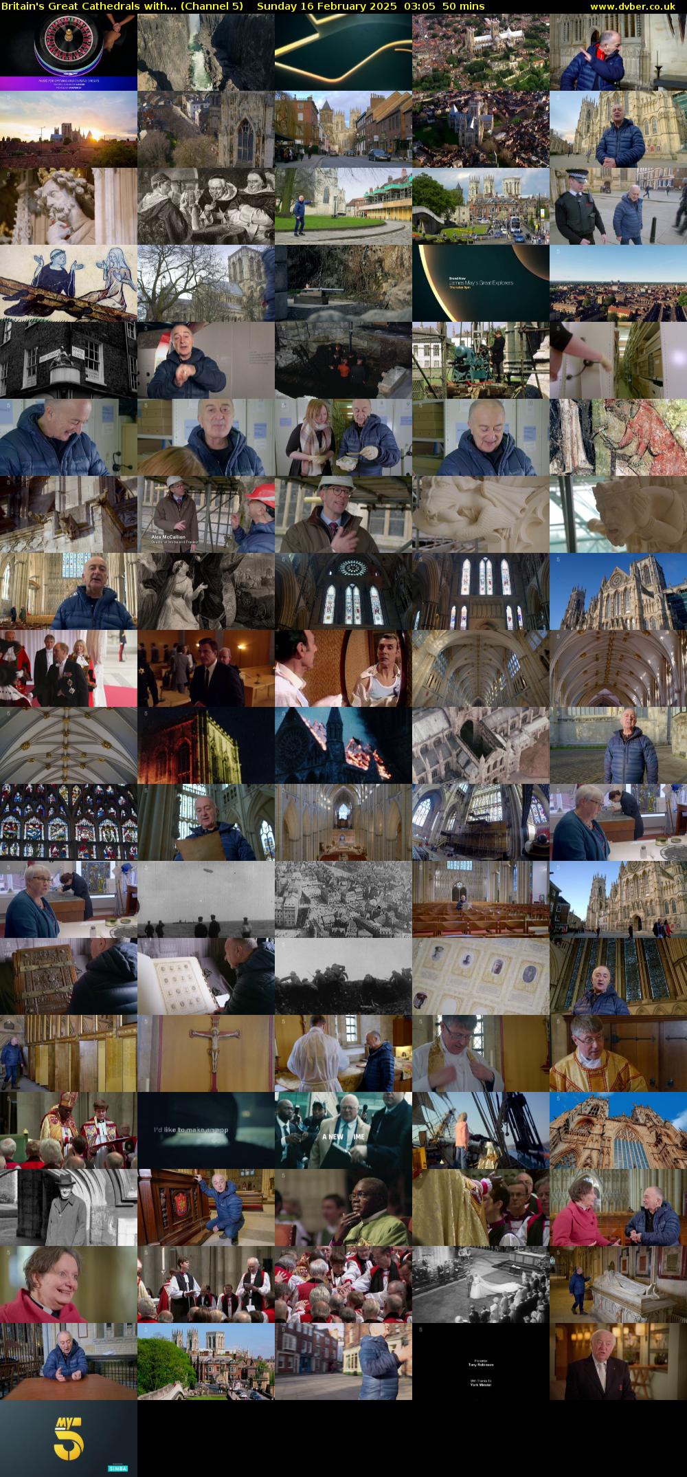 Britain's Great Cathedrals with... (Channel 5) Sunday 16 February 2025 03:05 - 03:55