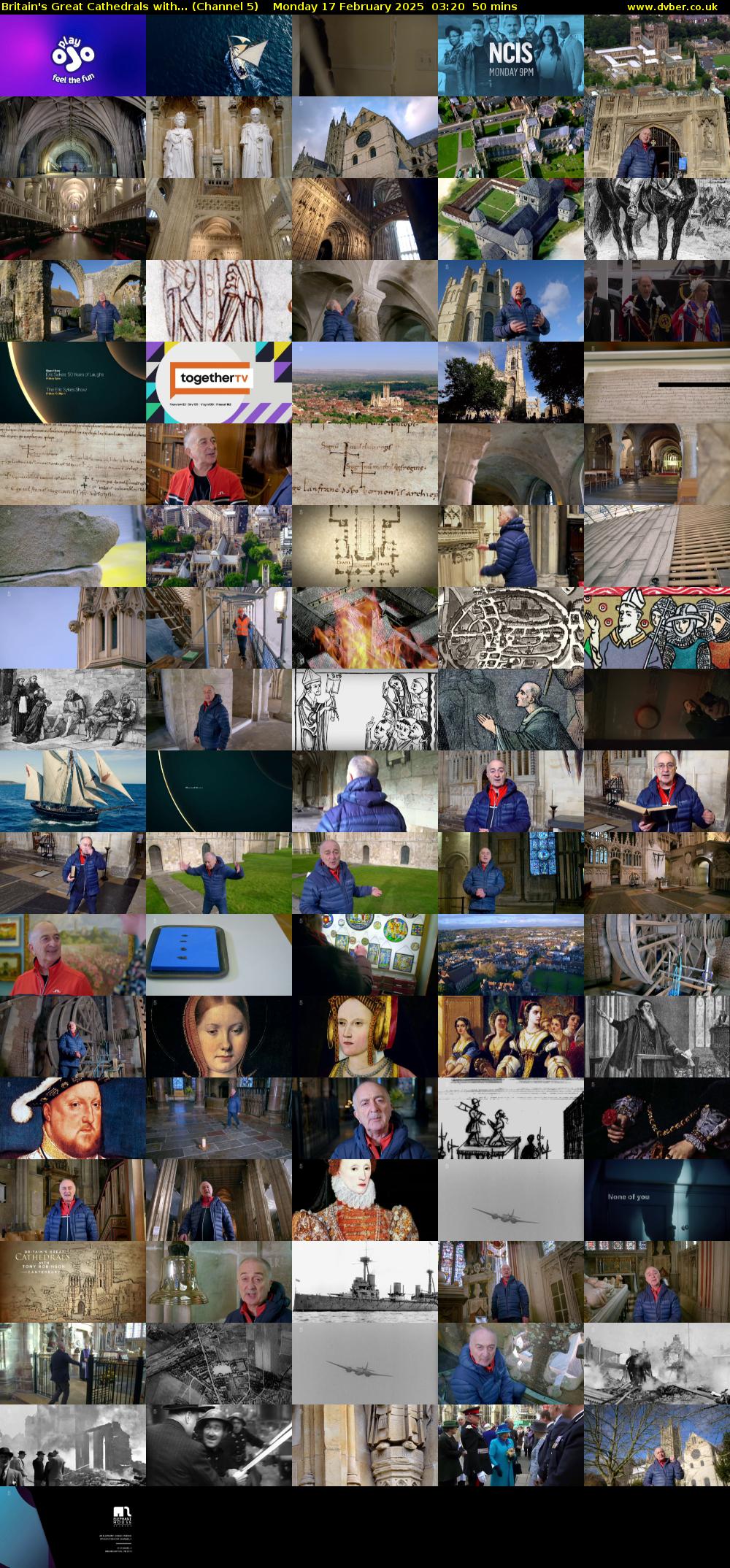 Britain's Great Cathedrals with... (Channel 5) Monday 17 February 2025 03:20 - 04:10
