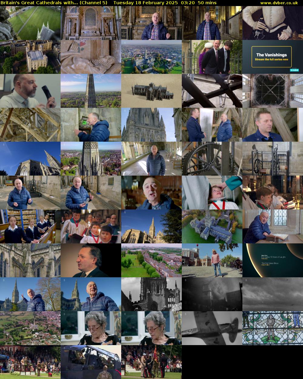 Britain's Great Cathedrals with... (Channel 5) Tuesday 18 February 2025 03:20 - 04:10