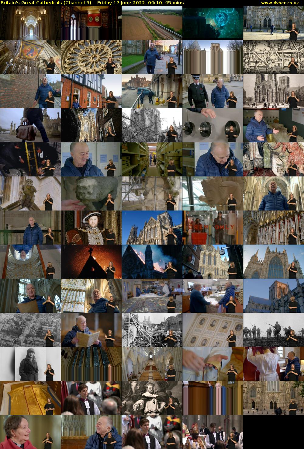 Britain's Great Cathedrals (Channel 5) Friday 17 June 2022 04:10 - 04:55