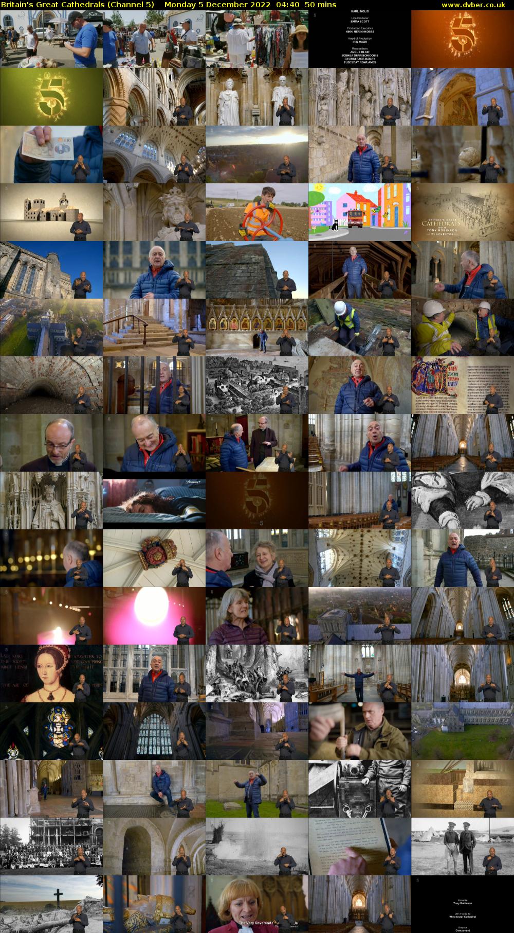 Britain's Great Cathedrals (Channel 5) Monday 5 December 2022 04:40 - 05:30