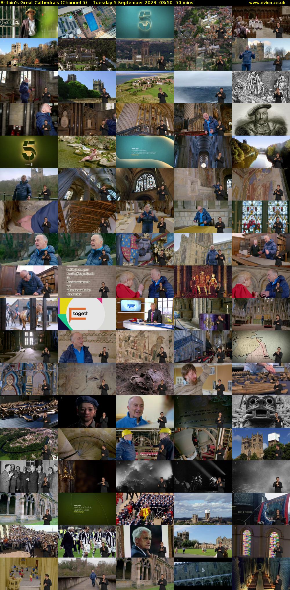 Britain's Great Cathedrals (Channel 5) Tuesday 5 September 2023 03:50 - 04:40