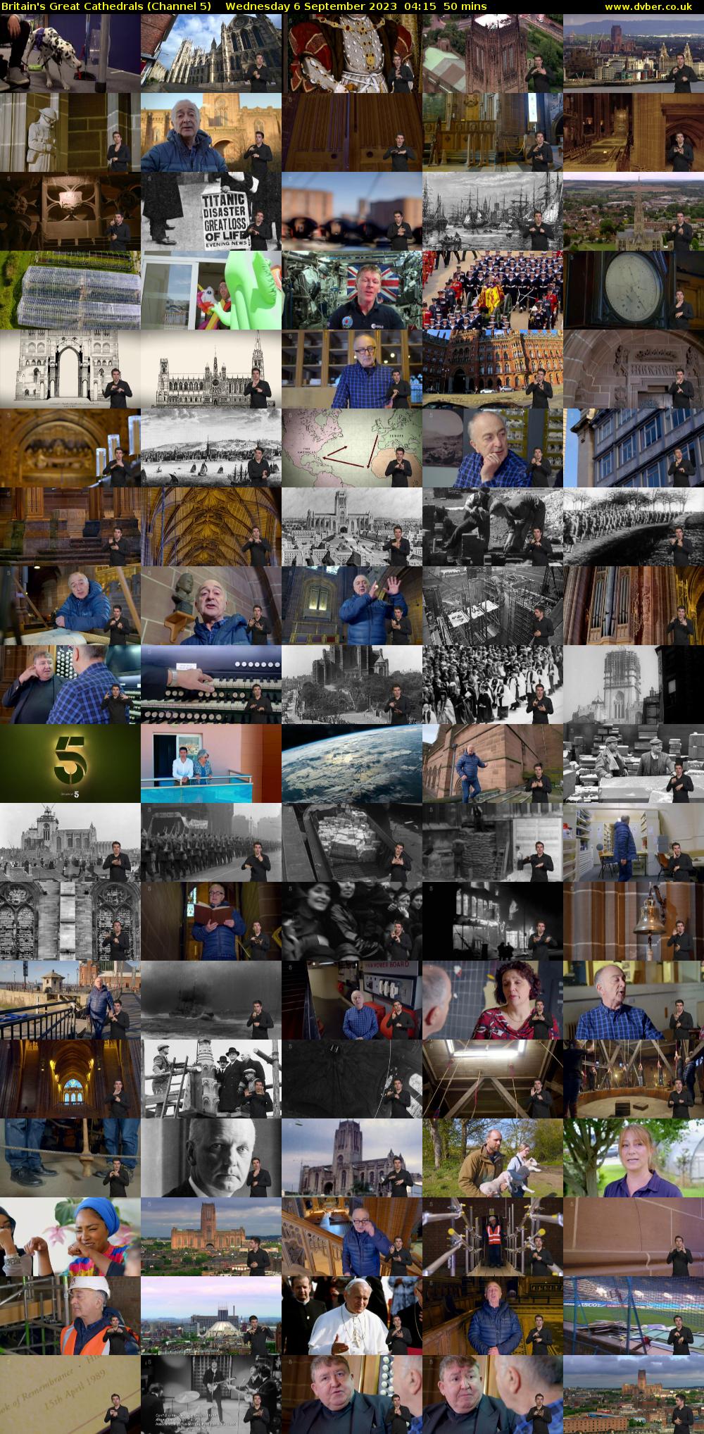 Britain's Great Cathedrals (Channel 5) Wednesday 6 September 2023 04:15 - 05:05