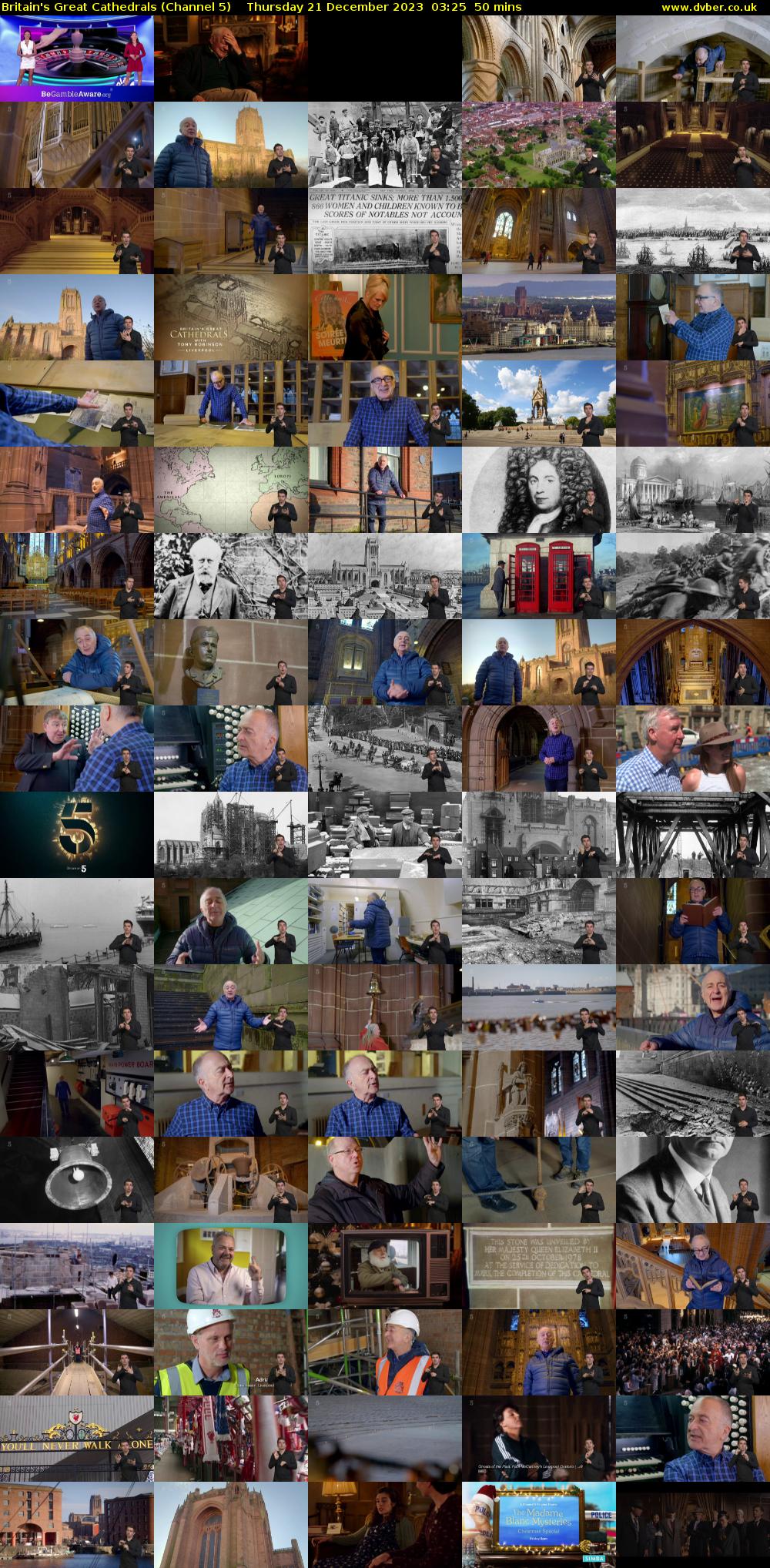 Britain's Great Cathedrals (Channel 5) Thursday 21 December 2023 03:25 - 04:15