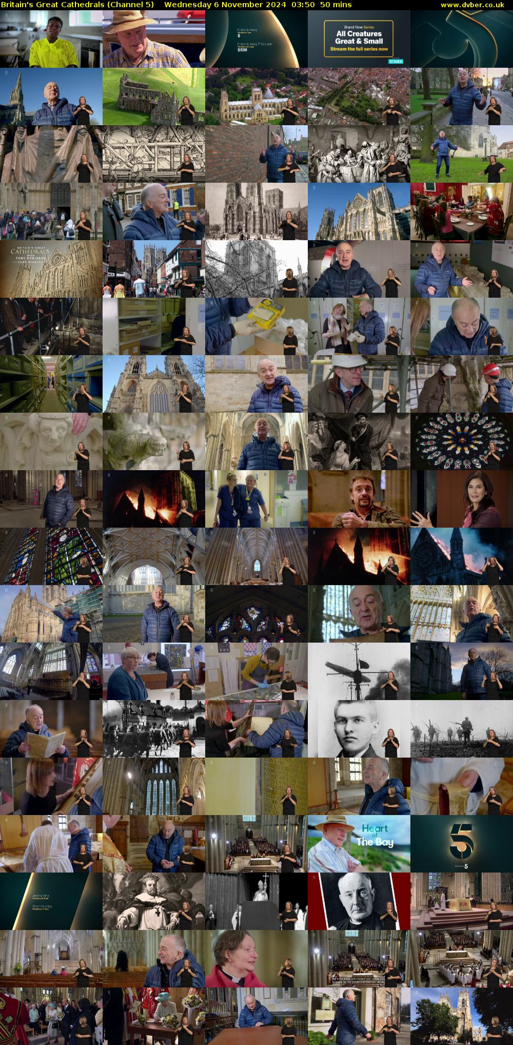 Britain's Great Cathedrals (Channel 5) Wednesday 6 November 2024 03:50 - 04:40