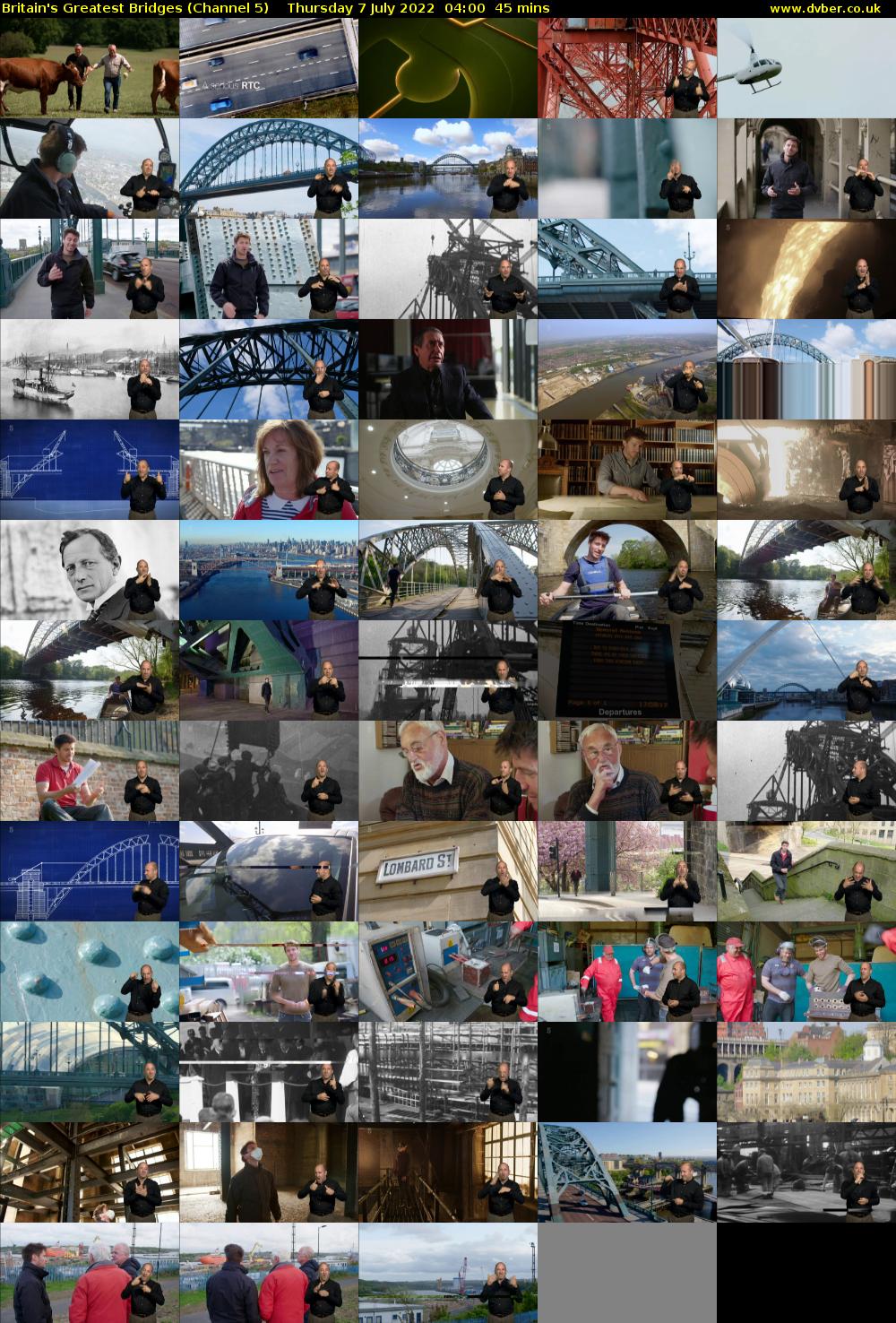 Britain's Greatest Bridges (Channel 5) Thursday 7 July 2022 04:00 - 04:45