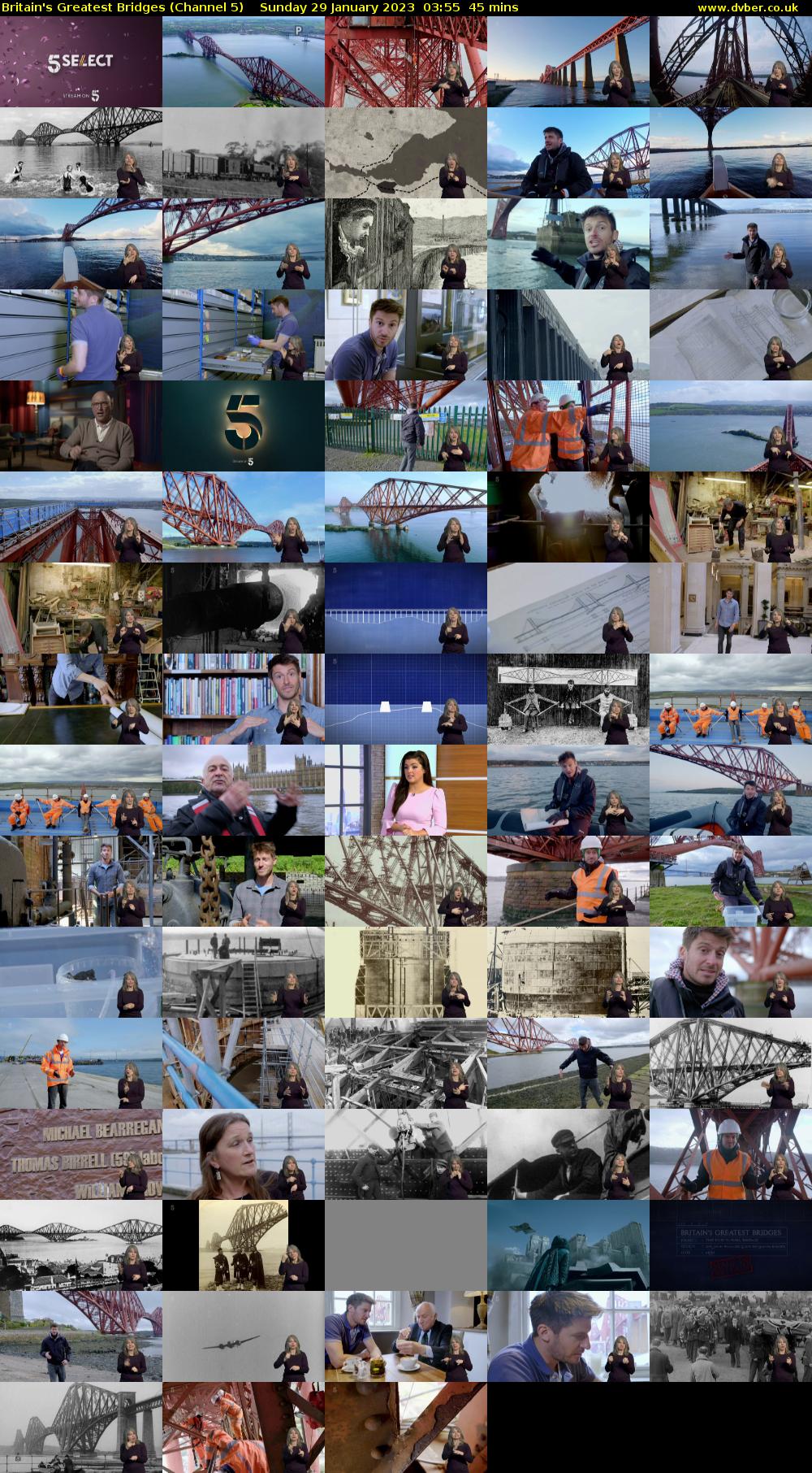 Britain's Greatest Bridges (Channel 5) Sunday 29 January 2023 03:55 - 04:40