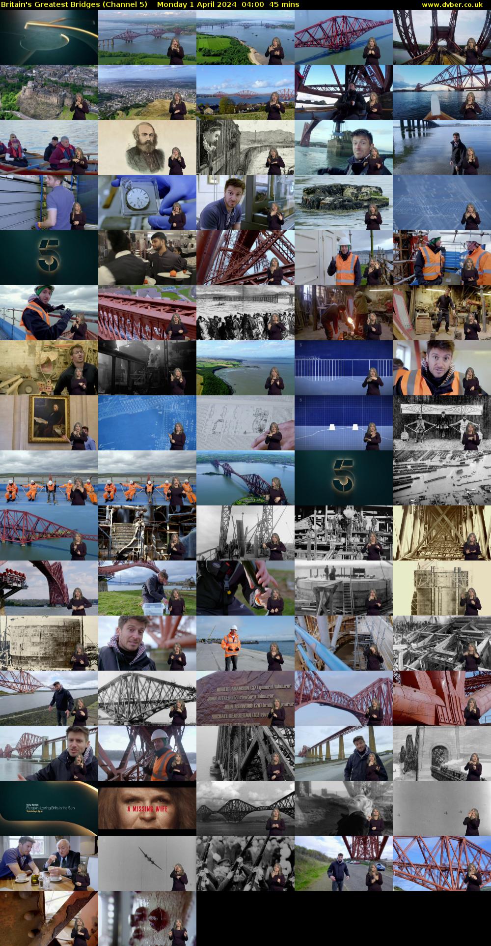 Britain's Greatest Bridges (Channel 5) Monday 1 April 2024 04:00 - 04:45