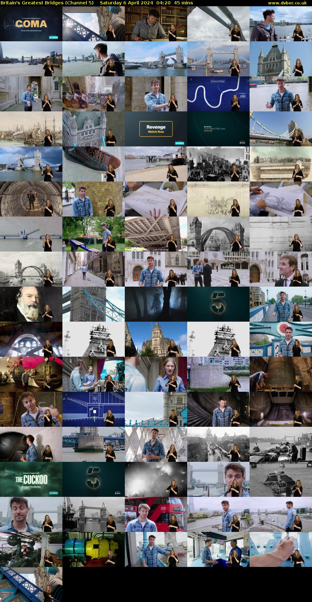 Britain's Greatest Bridges (Channel 5) Saturday 6 April 2024 04:20 - 05:05