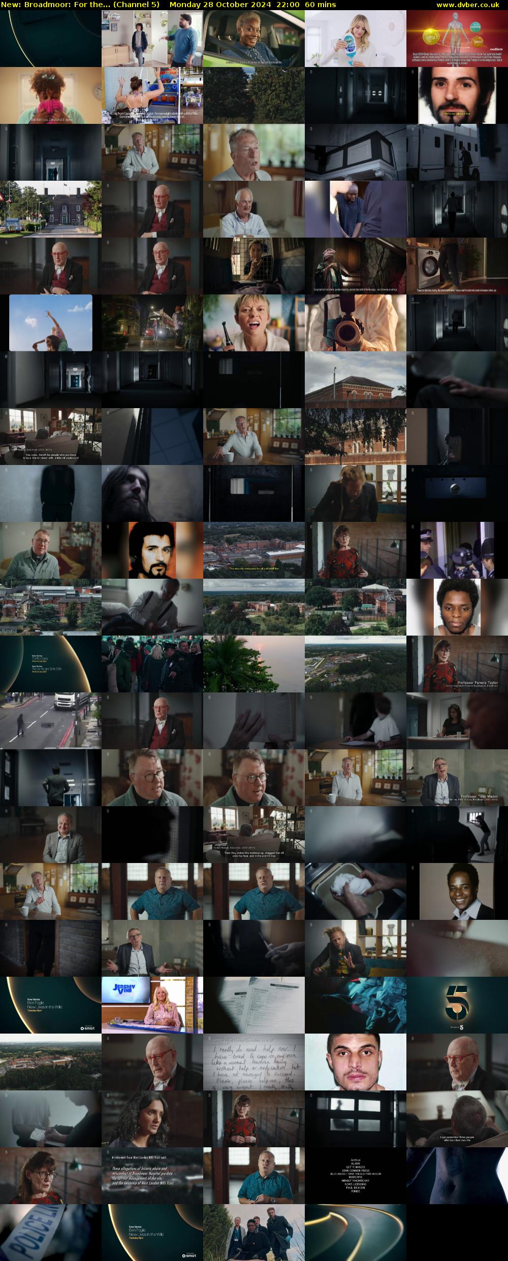 Broadmoor: For the... (Channel 5) Monday 28 October 2024 22:00 - 23:00