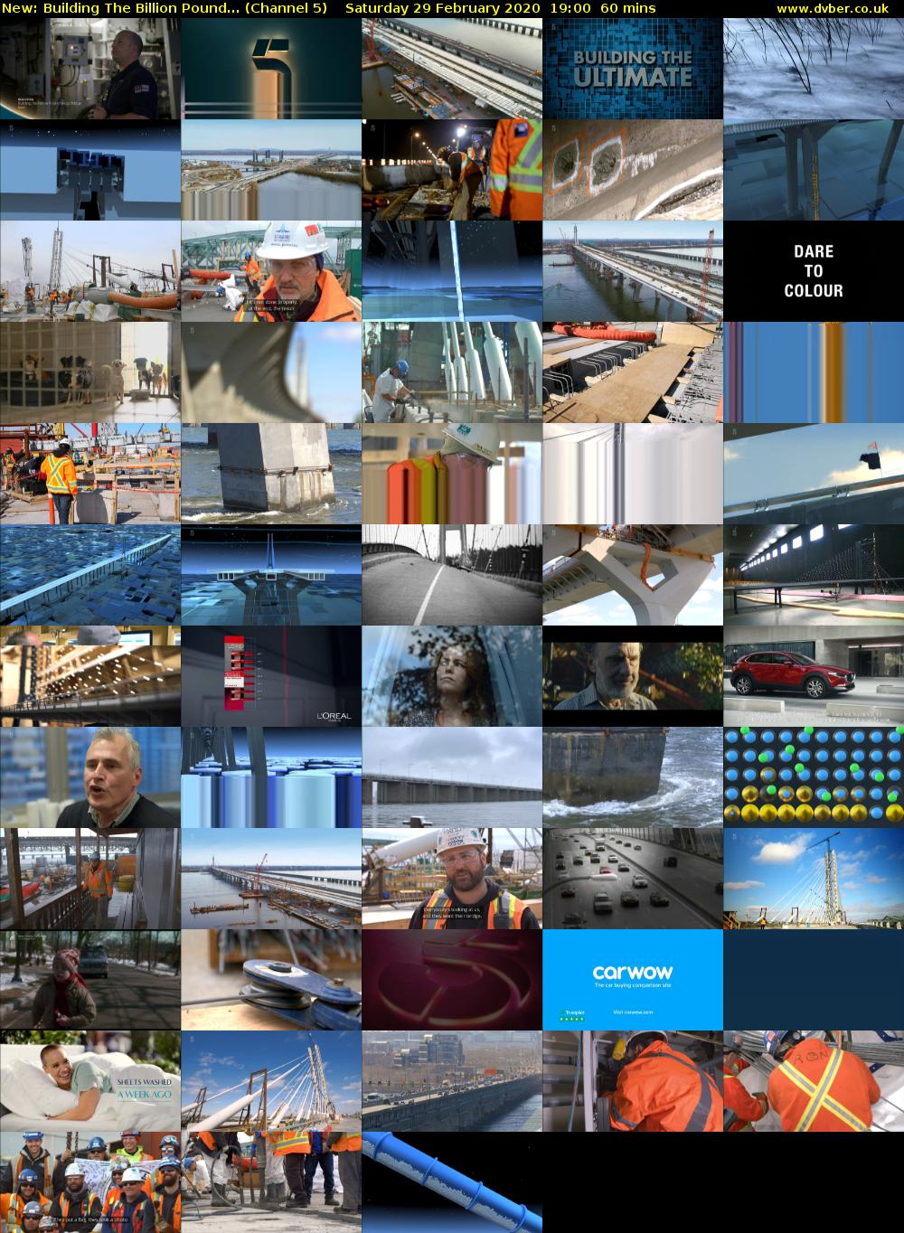 Building The Billion Pound... (Channel 5) Saturday 29 February 2020 19:00 - 20:00