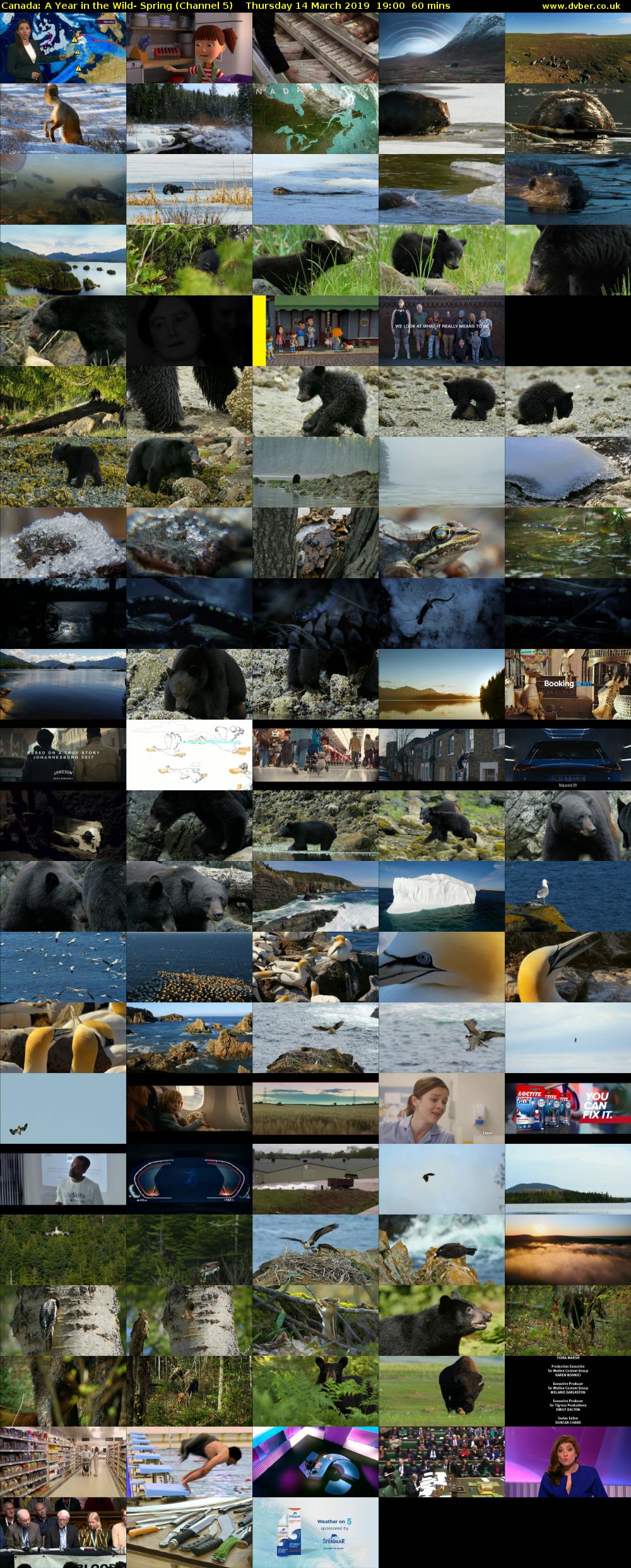 Canada: A Year in the Wild- Spring (Channel 5) Thursday 14 March 2019 19:00 - 20:00