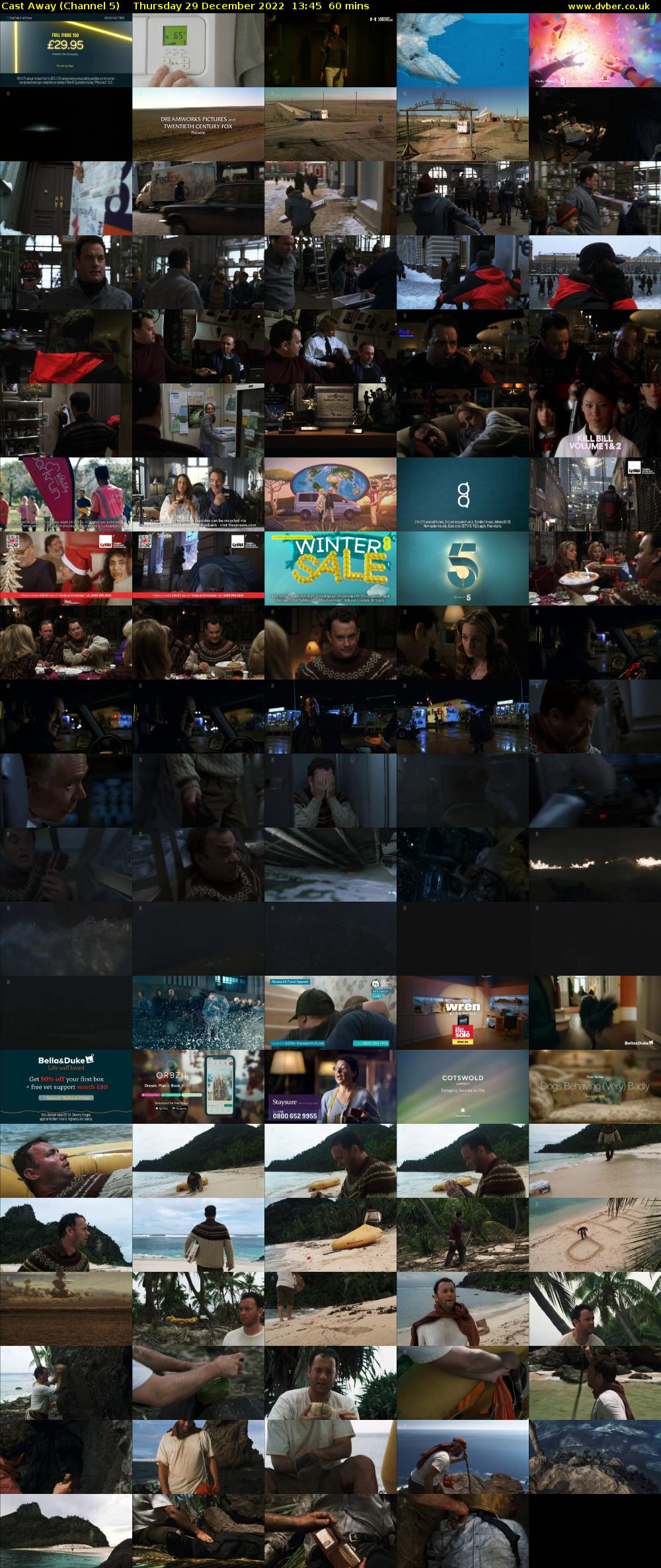 Cast Away (Channel 5) Thursday 29 December 2022 13:45 - 14:45