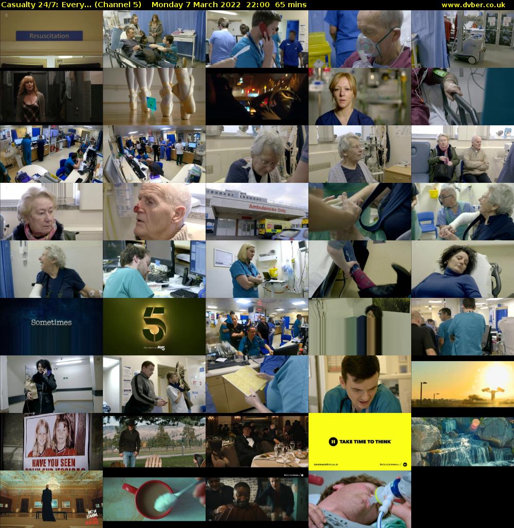 Casualty 24/7: Every... (Channel 5) Monday 7 March 2022 22:00 - 23:05