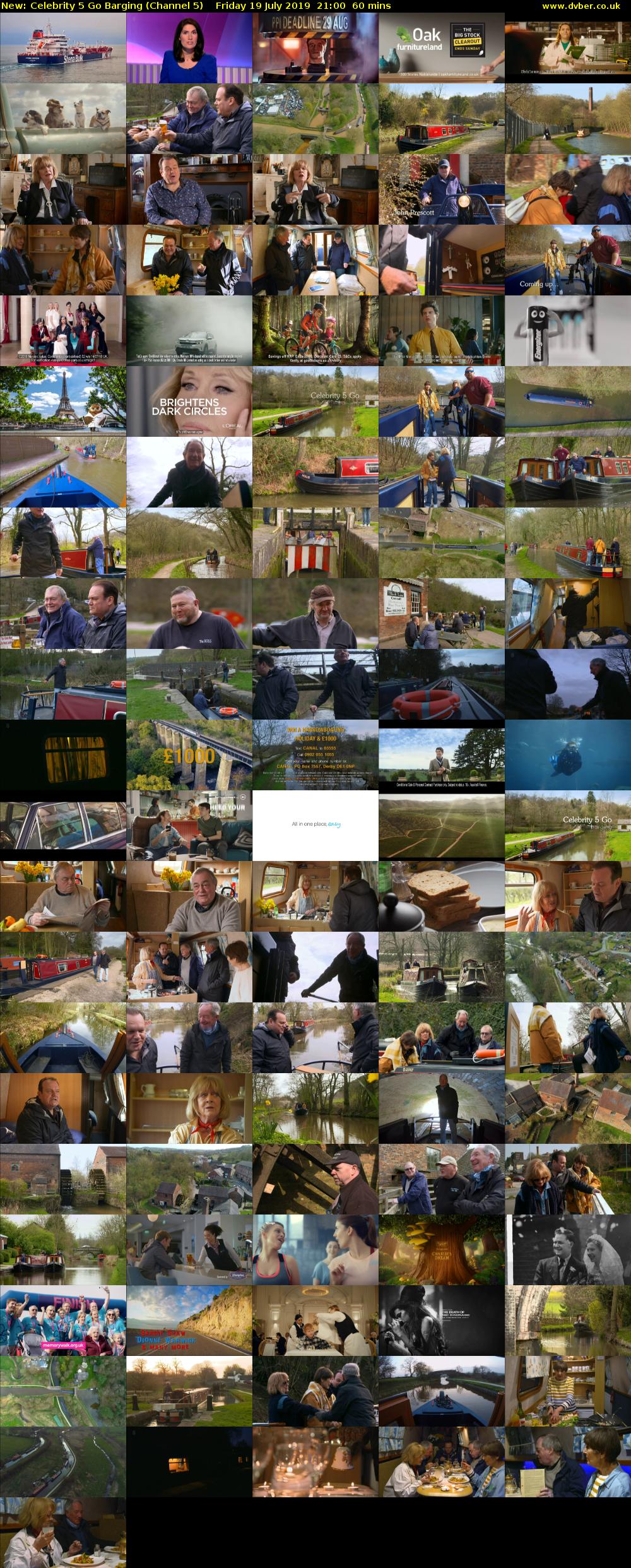 Celebrity 5 Go Barging (Channel 5) Friday 19 July 2019 21:00 - 22:00