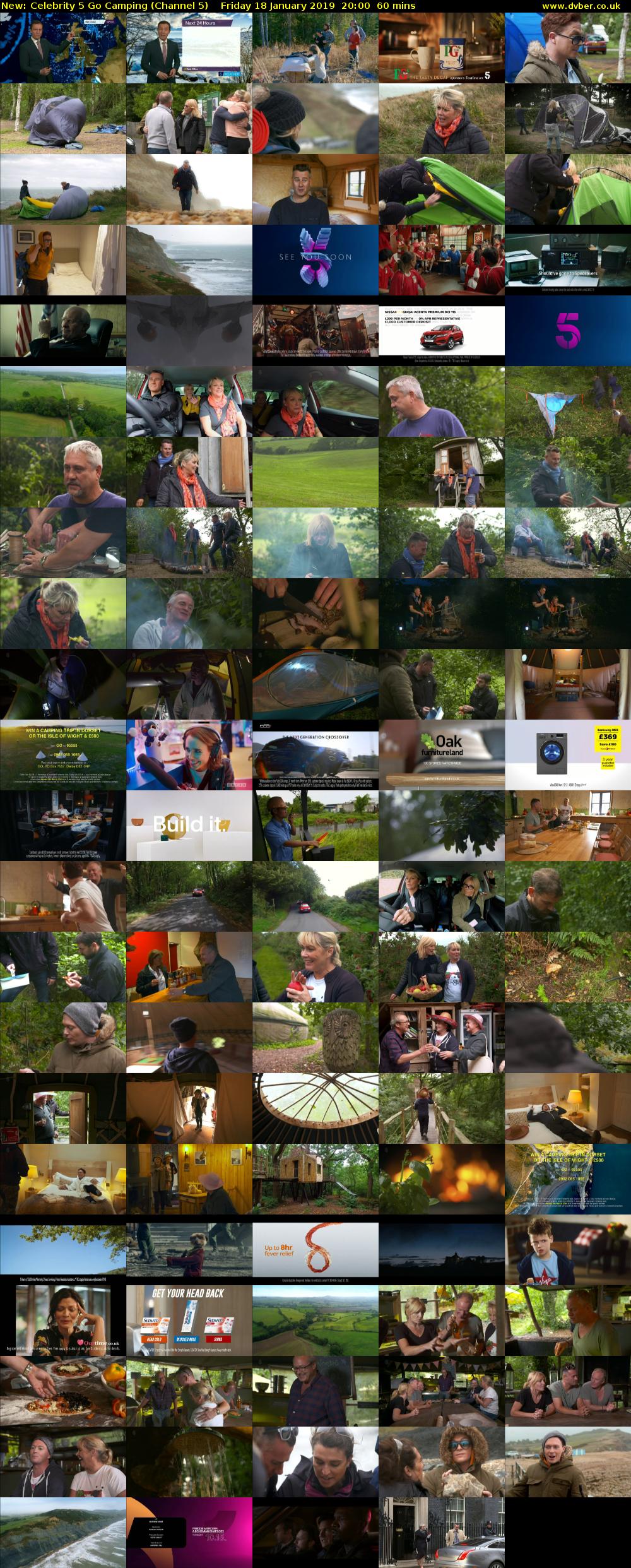 Celebrity 5 Go Camping (Channel 5) Friday 18 January 2019 20:00 - 21:00