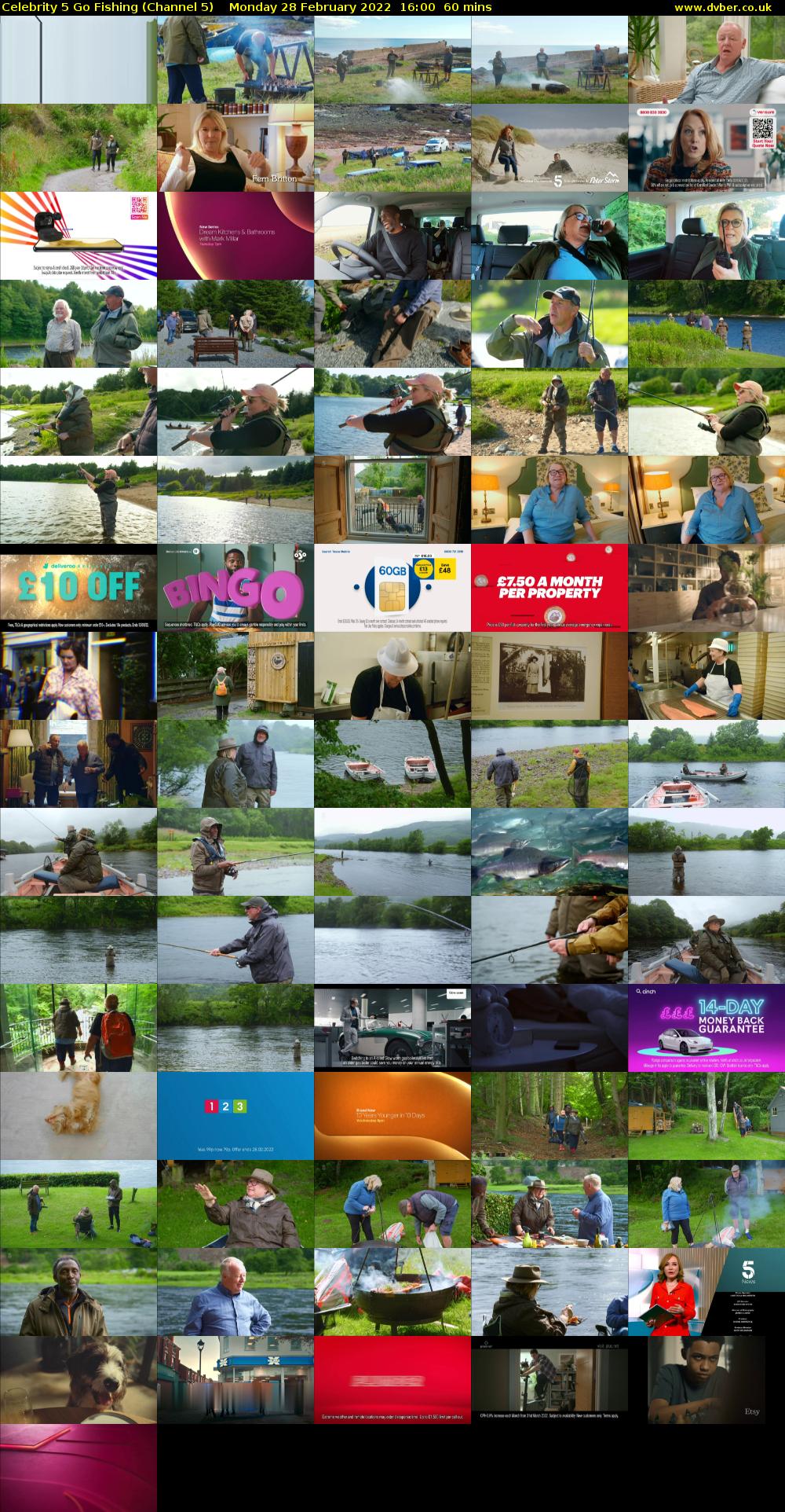 Celebrity 5 Go Fishing (Channel 5) Monday 28 February 2022 16:00 - 17:00