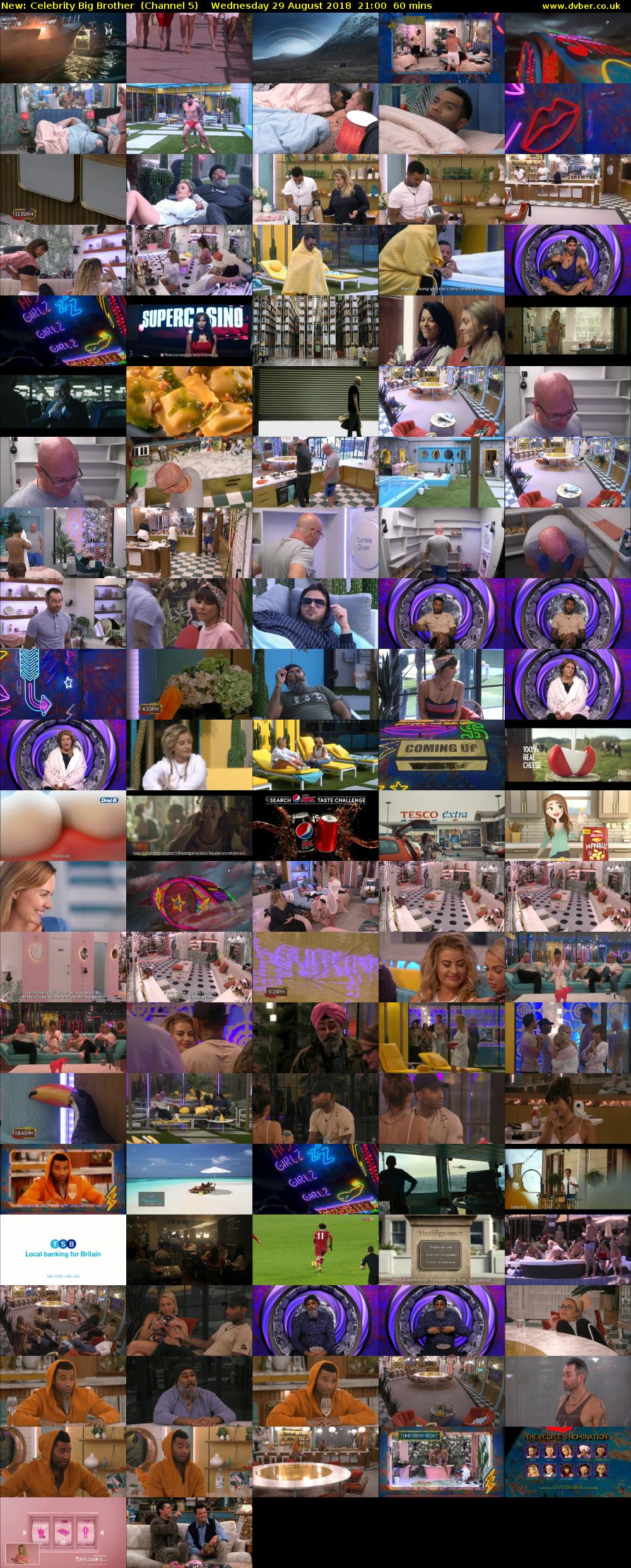 Celebrity Big Brother (Channel 5) Wednesday 29 August 2018 21:00 - 22:00