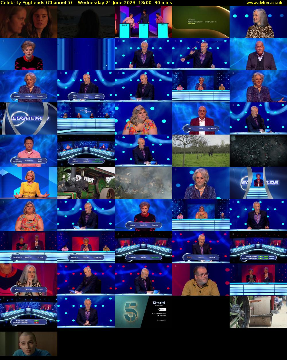 Celebrity Eggheads (Channel 5) Wednesday 21 June 2023 18:00 - 18:30