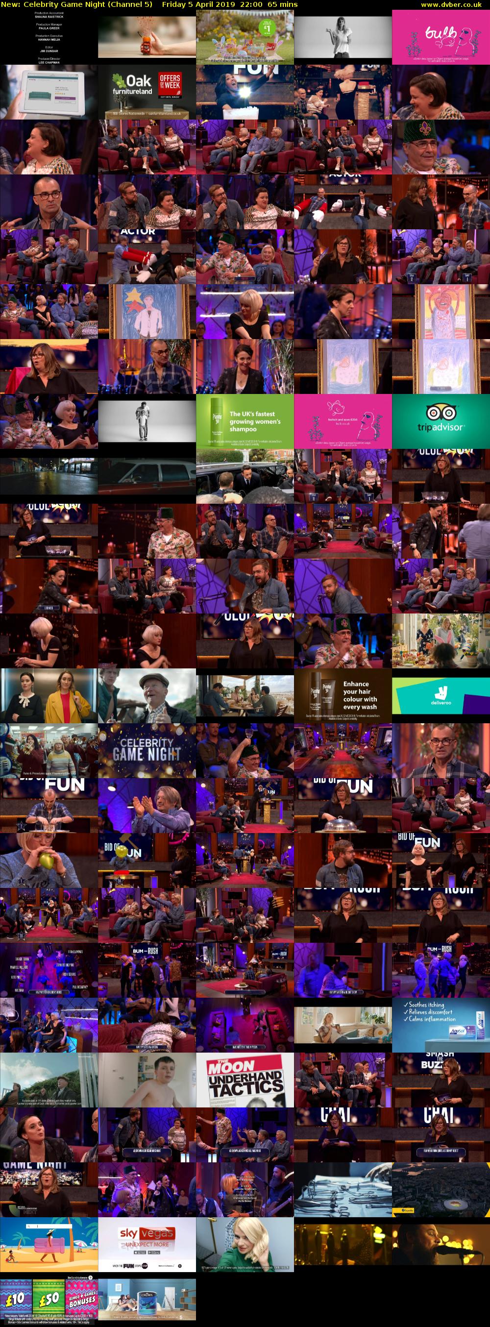 Celebrity Game Night (Channel 5) Friday 5 April 2019 22:00 - 23:05