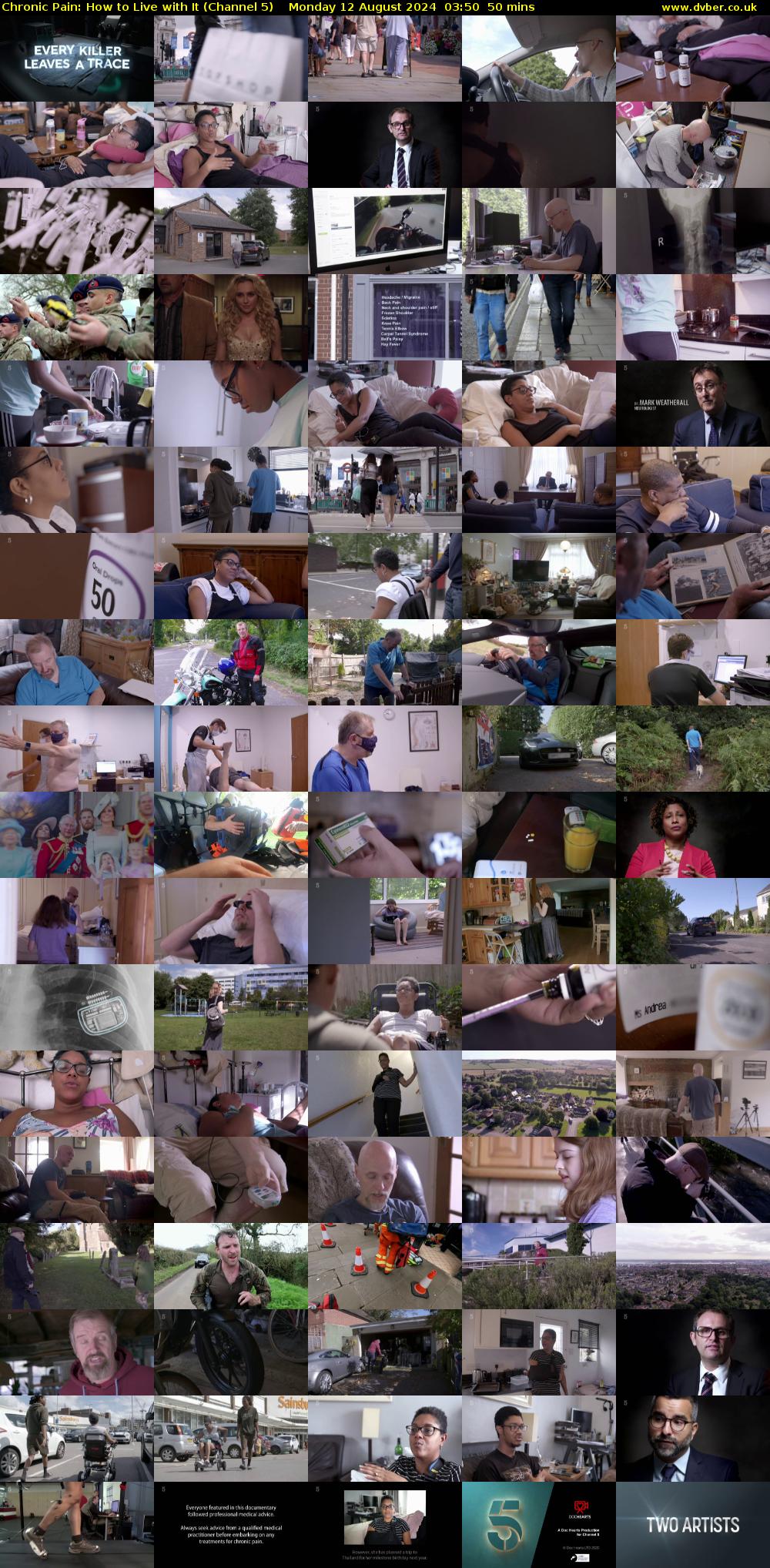 Chronic Pain: How to Live with It (Channel 5) Monday 12 August 2024 03:50 - 04:40