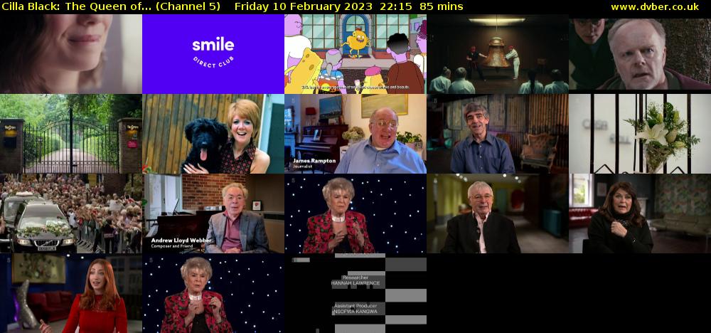 Cilla Black: The Queen of... (Channel 5) Friday 10 February 2023 22:15 - 23:40