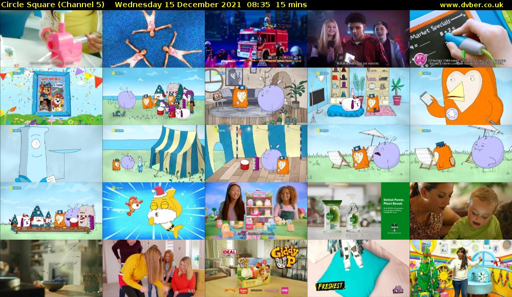 Circle Square (Channel 5) Wednesday 15 December 2021 08:35 - 08:50