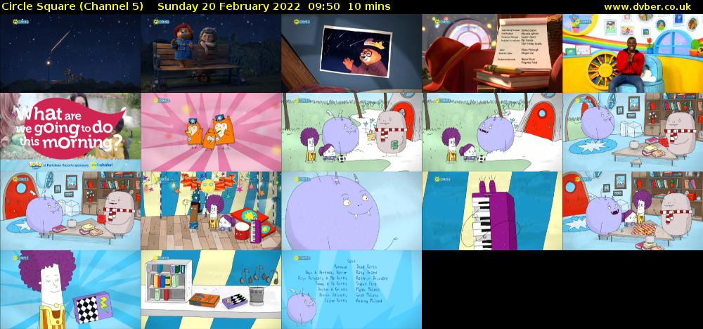 Circle Square (Channel 5) Sunday 20 February 2022 09:50 - 10:00