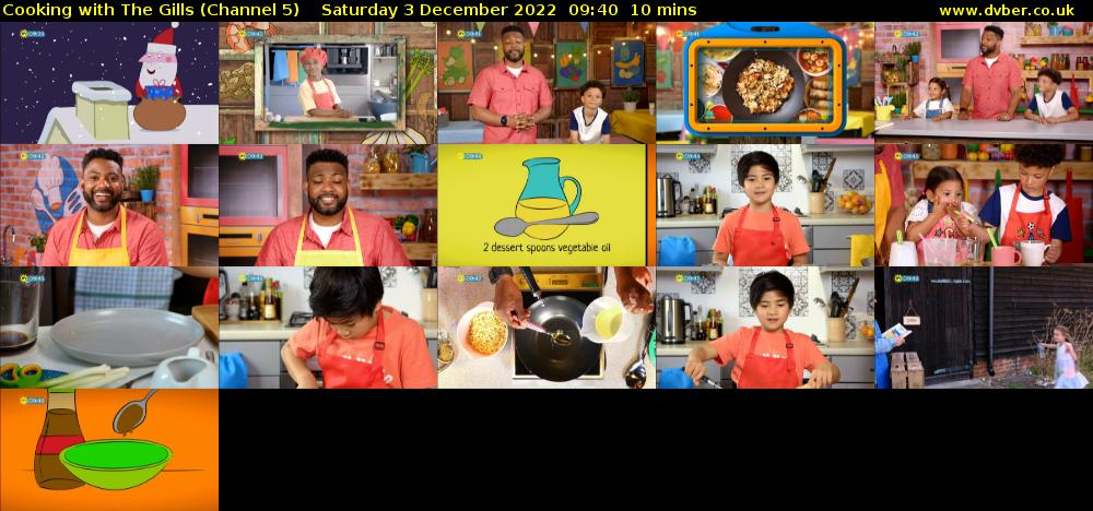 Cooking with The Gills (Channel 5) Saturday 3 December 2022 09:40 - 09:50