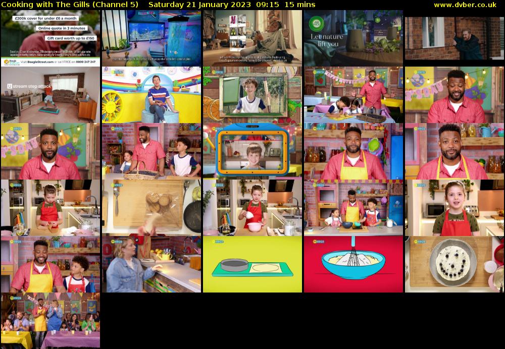 Cooking with The Gills (Channel 5) Saturday 21 January 2023 09:15 - 09:30