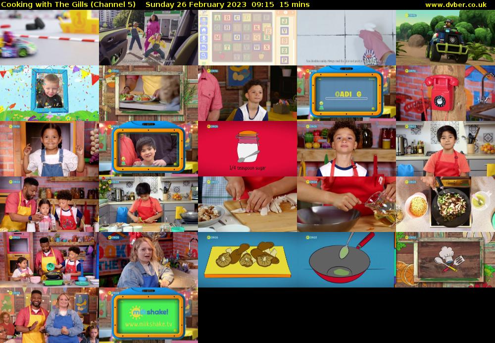 Cooking with The Gills (Channel 5) Sunday 26 February 2023 09:15 - 09:30