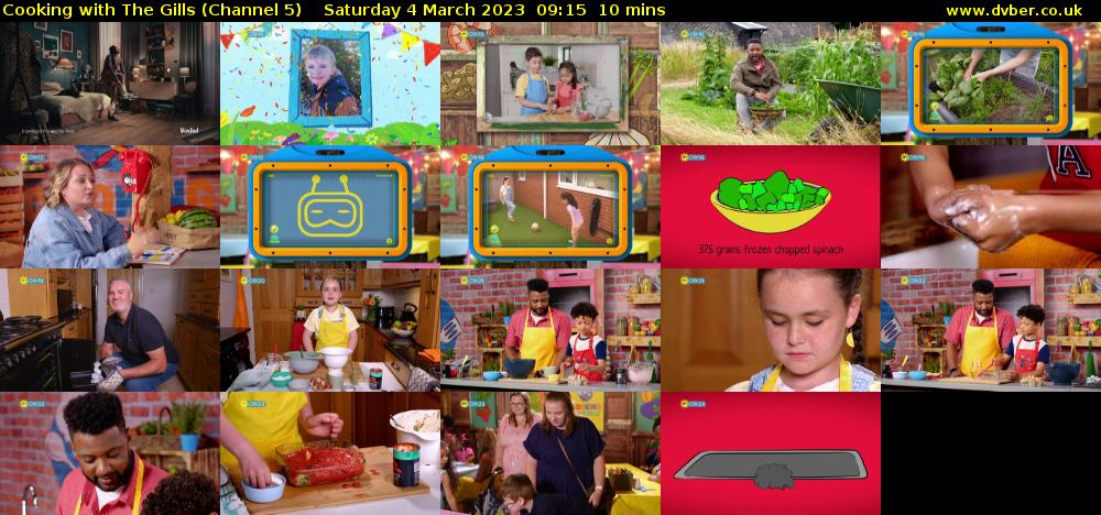Cooking with The Gills (Channel 5) Saturday 4 March 2023 09:15 - 09:25