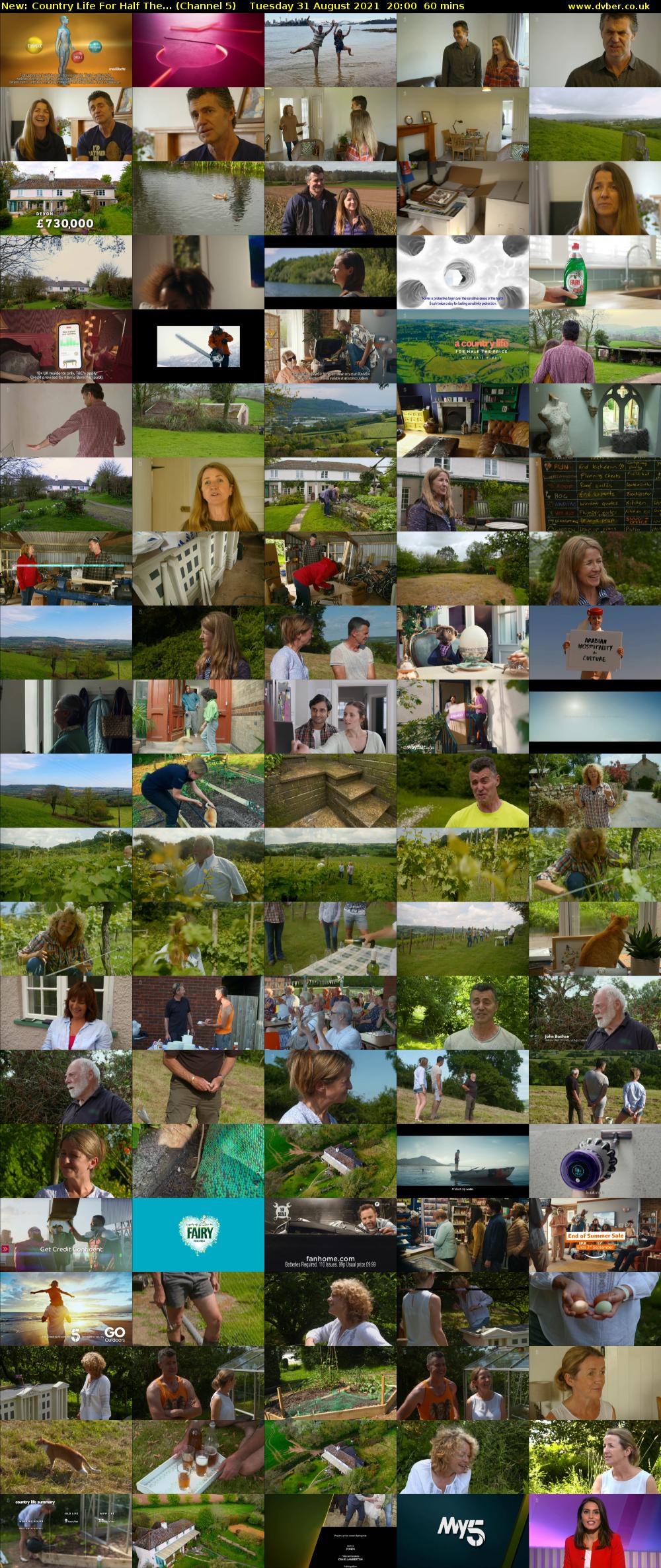Country Life For Half The... (Channel 5) Tuesday 31 August 2021 20:00 - 21:00