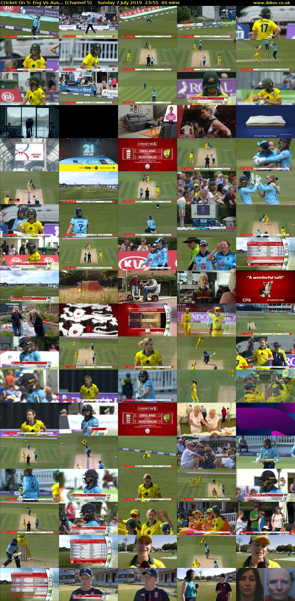 Cricket On 5: Eng Vs Aus... (Channel 5) Sunday 7 July 2019 23:55 - 00:55