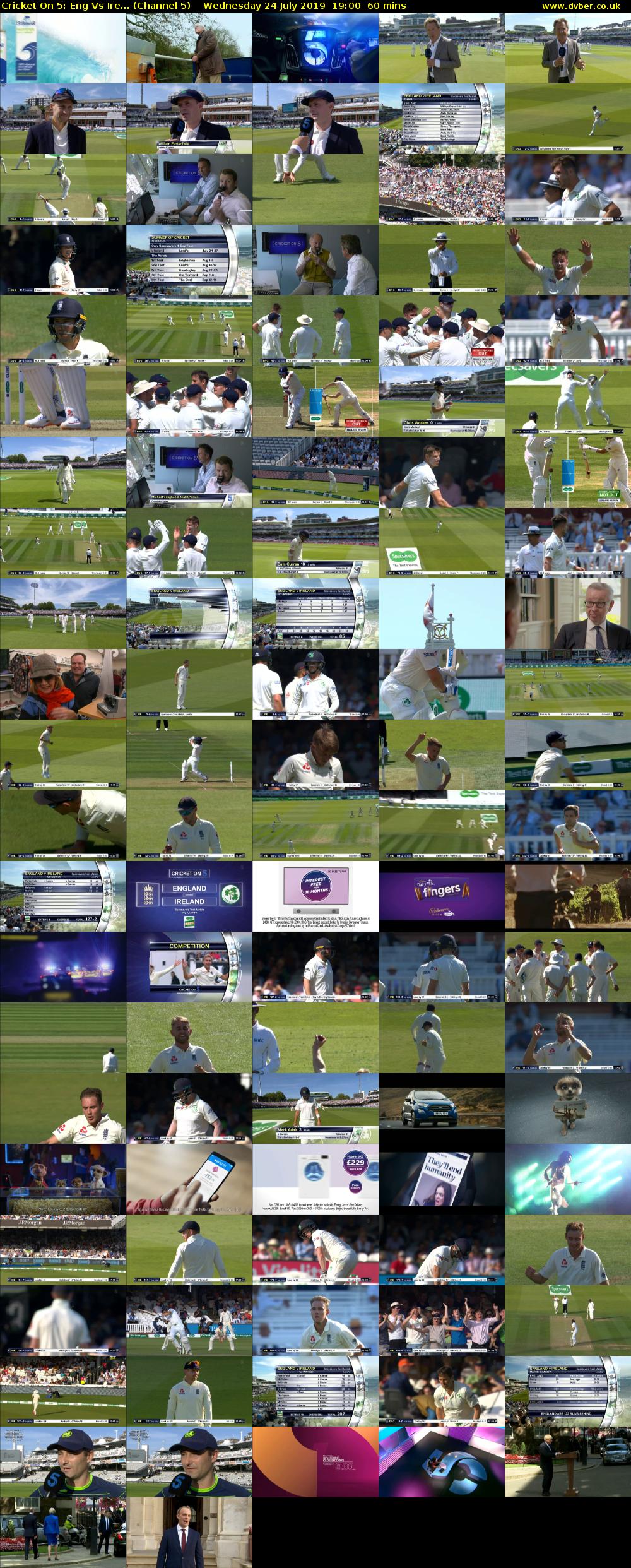 Cricket On 5: Eng Vs Ire... (Channel 5) Wednesday 24 July 2019 19:00 - 20:00