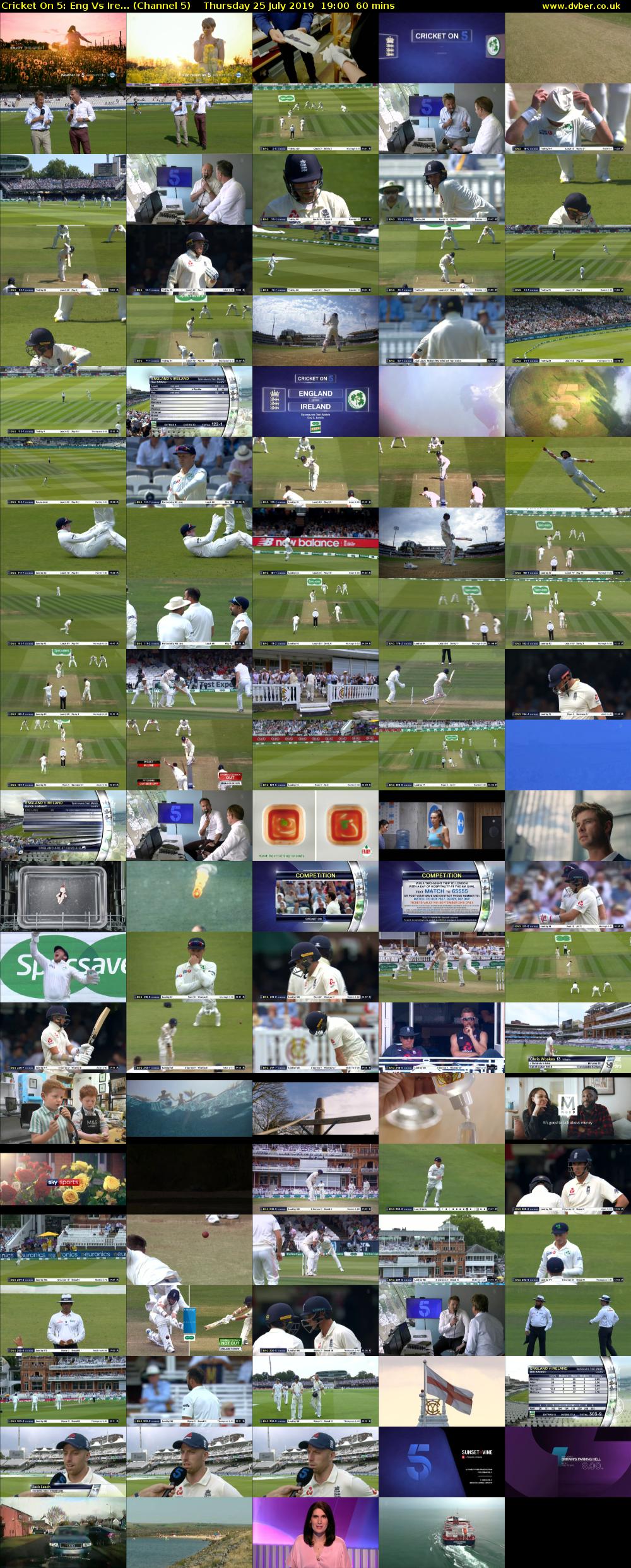 Cricket On 5: Eng Vs Ire... (Channel 5) Thursday 25 July 2019 19:00 - 20:00
