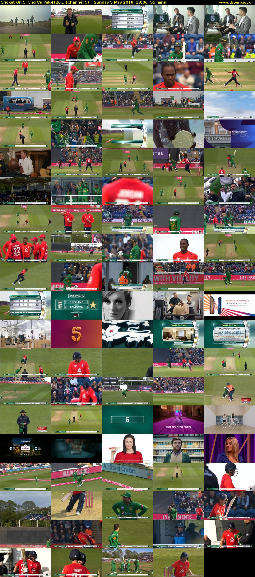 Cricket On 5: Eng Vs Pak-IT20... (Channel 5) Sunday 5 May 2019 19:00 - 19:55