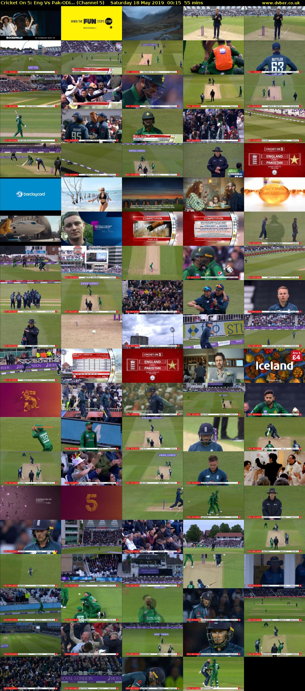 Cricket On 5: Eng Vs Pak-ODI... (Channel 5) Saturday 18 May 2019 00:15 - 01:10