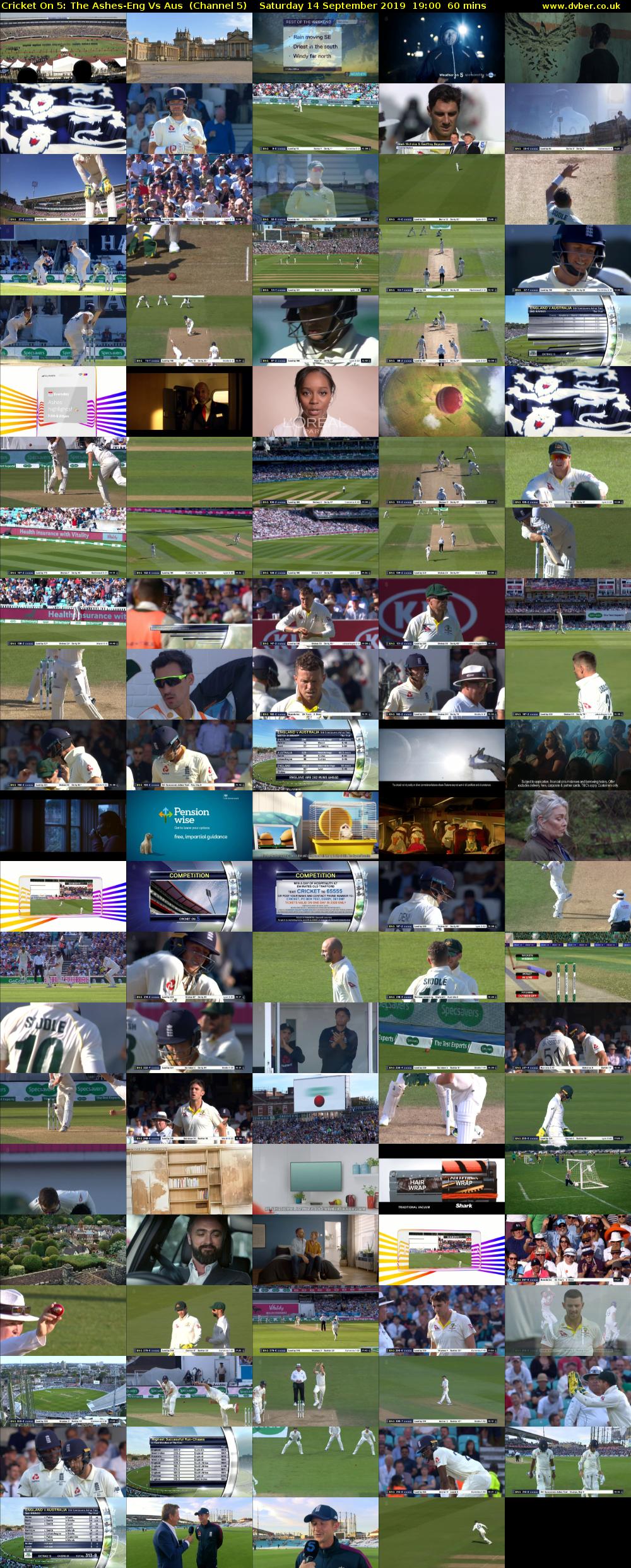 Cricket On 5: The Ashes-Eng Vs Aus  (Channel 5) Saturday 14 September 2019 19:00 - 20:00