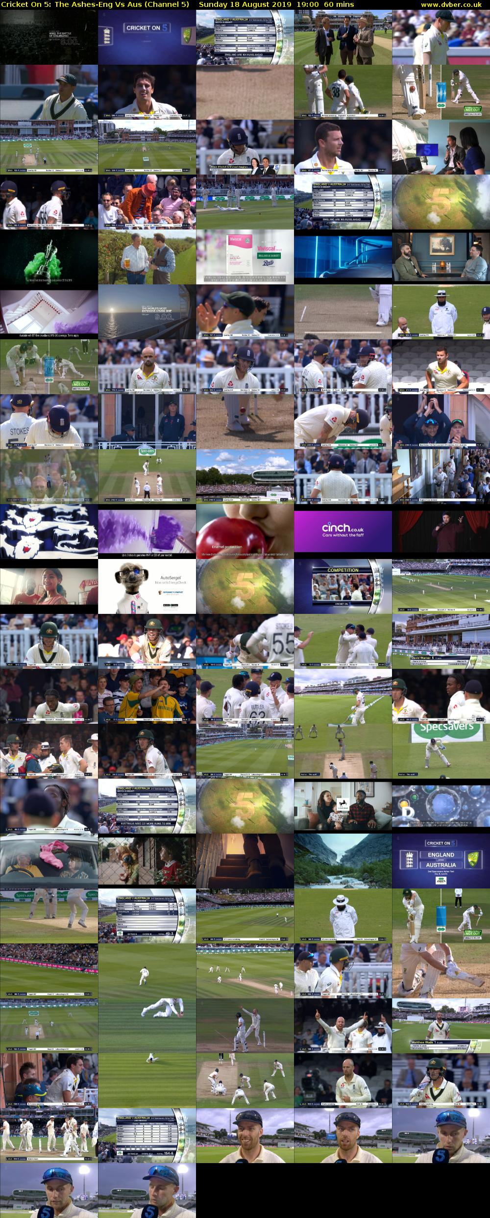 Cricket On 5: The Ashes-Eng Vs Aus (Channel 5) Sunday 18 August 2019 19:00 - 20:00
