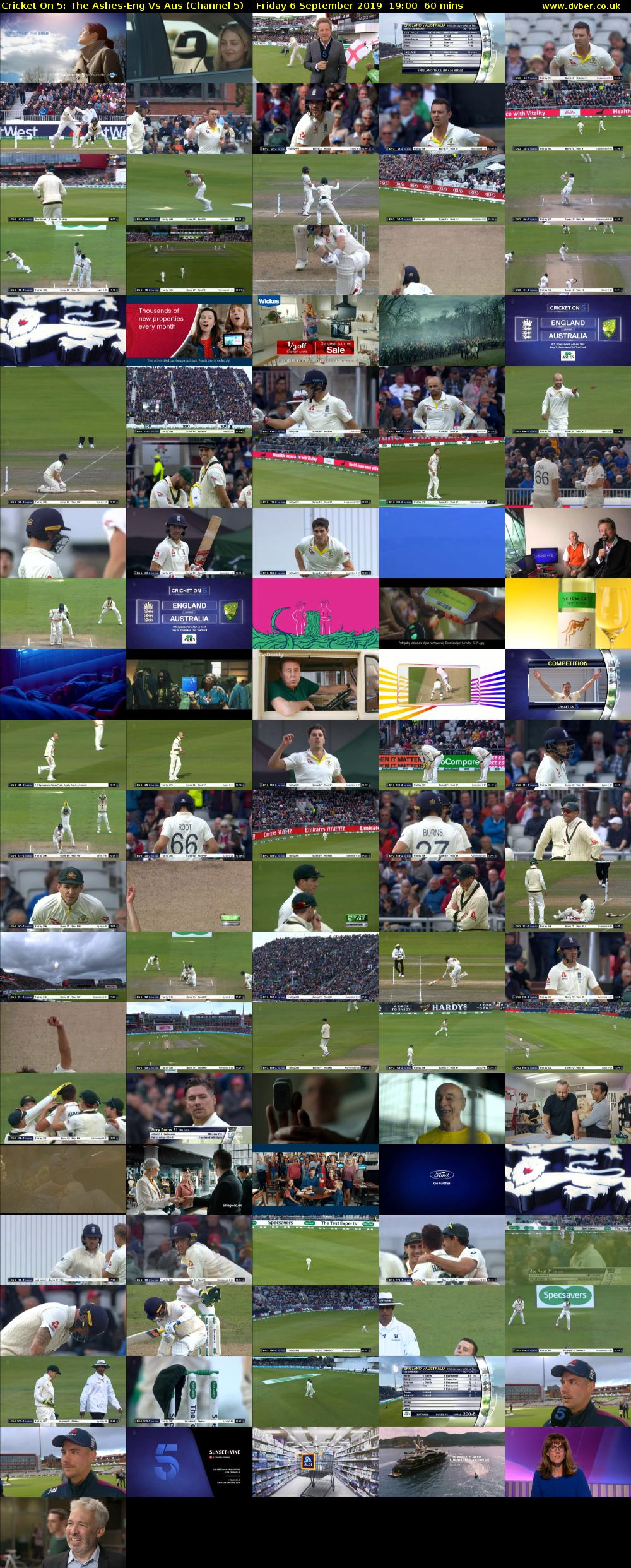 Cricket On 5: The Ashes-Eng Vs Aus (Channel 5) Friday 6 September 2019 19:00 - 20:00