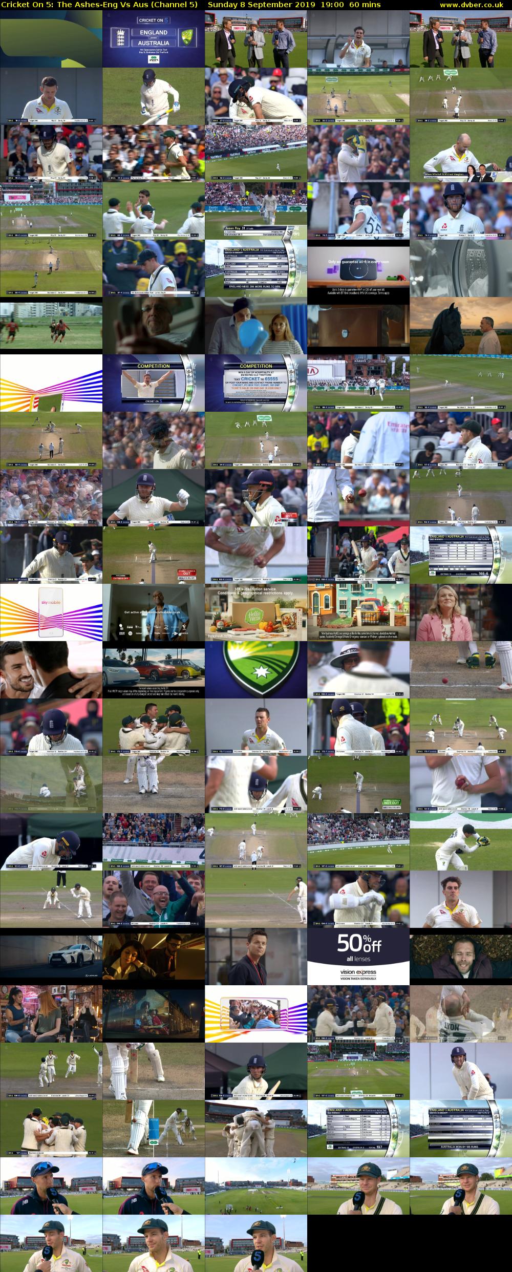Cricket On 5: The Ashes-Eng Vs Aus (Channel 5) Sunday 8 September 2019 19:00 - 20:00